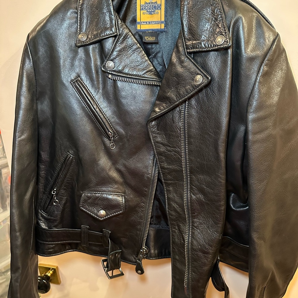 Schott NYC Perfecto Women's Leather Motorcycle Jacket - Black, Size L - 2017